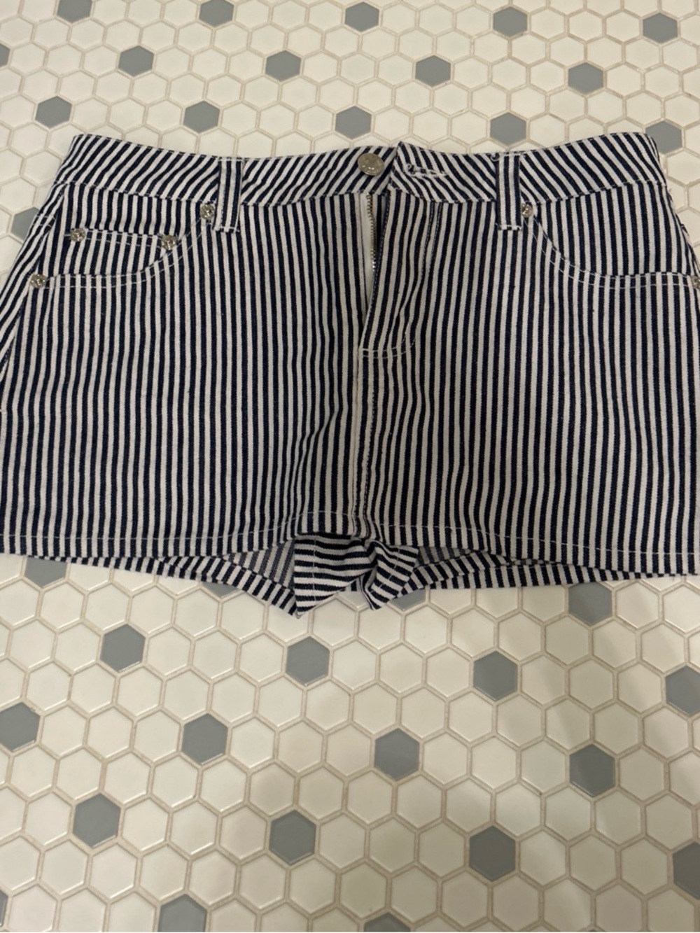 Striped Navy and White Women’s Shorts